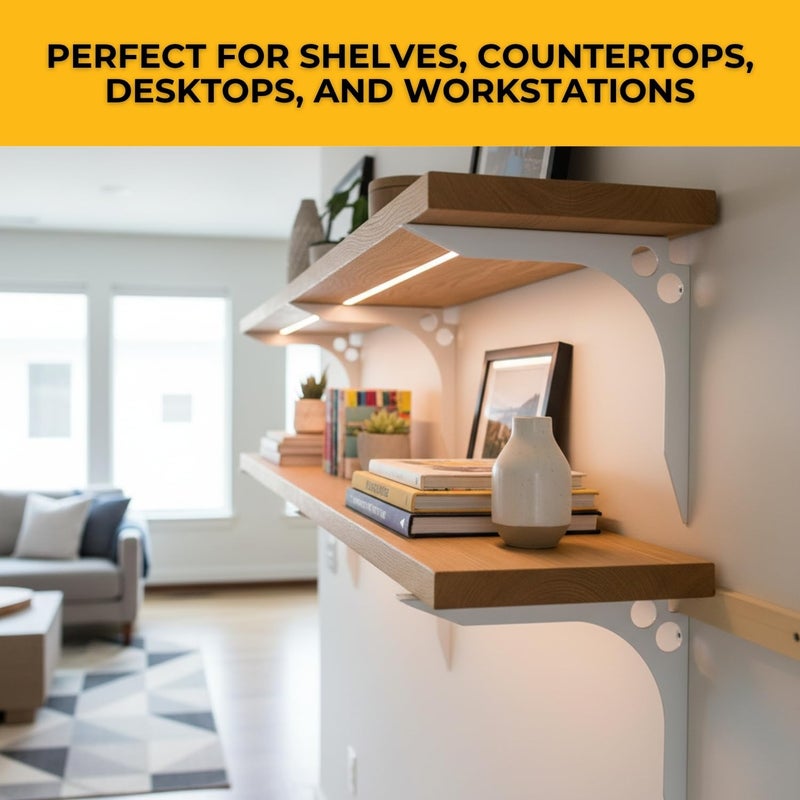 FastCap White SpeedBrace, 8"x12" with 1000 lbs Load Capacity - Great for Fixed Height Shelves, Countertops/Desks, Workstations - Round Hole Design - 99932 - Image 3